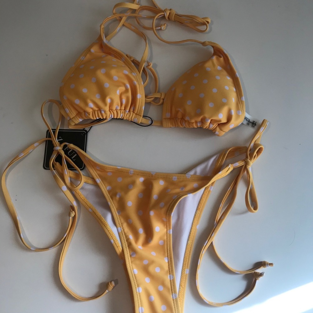 Yellow polka dot bikini!!! Never worn!!!